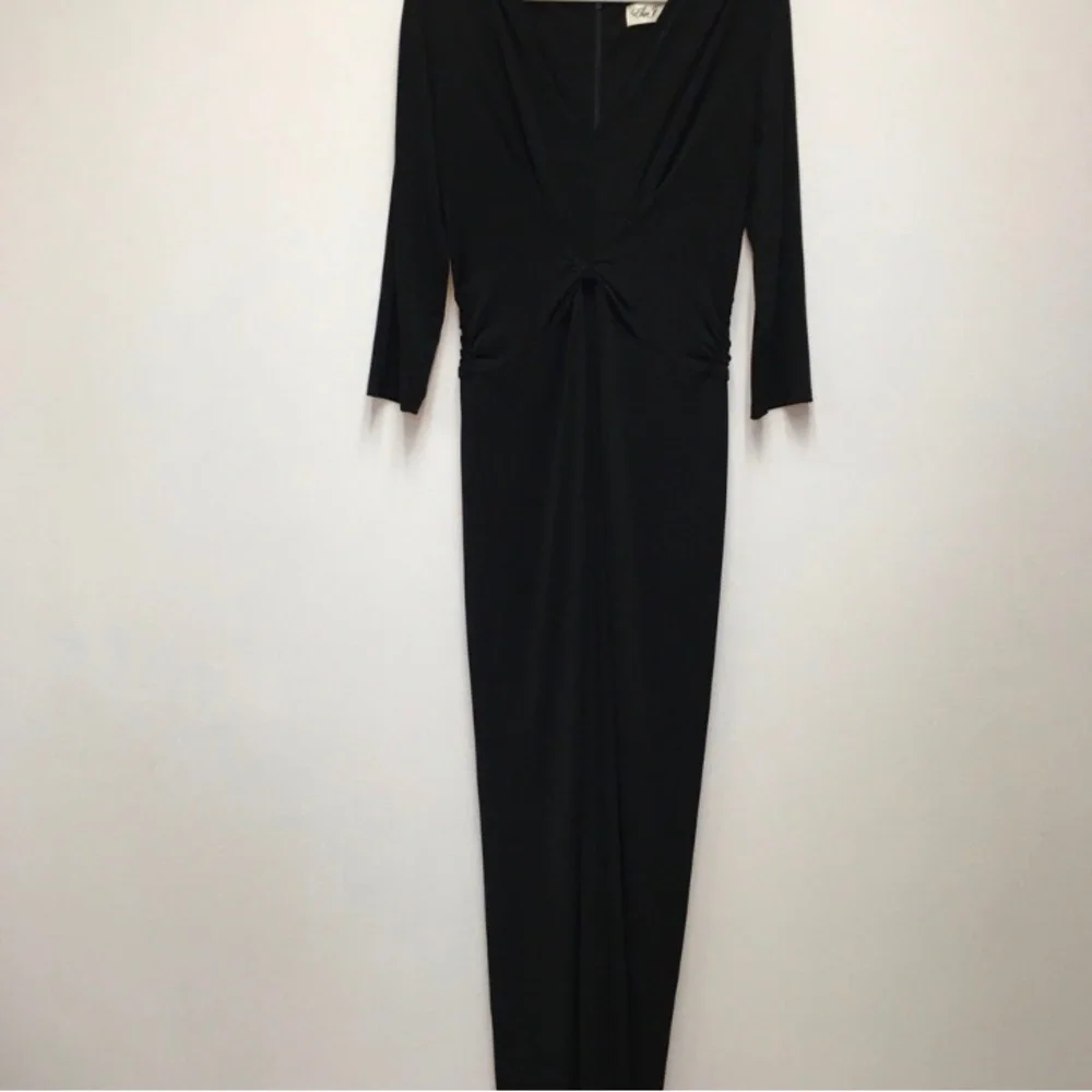 Eliza J Twist Front Wide Leg Stretch Jumpsuit 14 Black Formal Evening Party - Picture 2 of 14